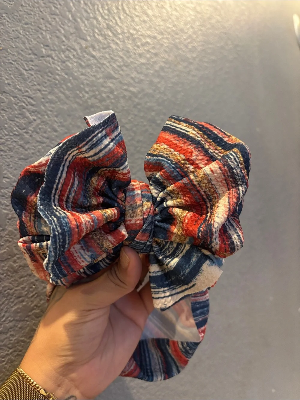 Peach Ribbed Bow Headwrap & Multicolor Striped Bow Set - Kids Accessories